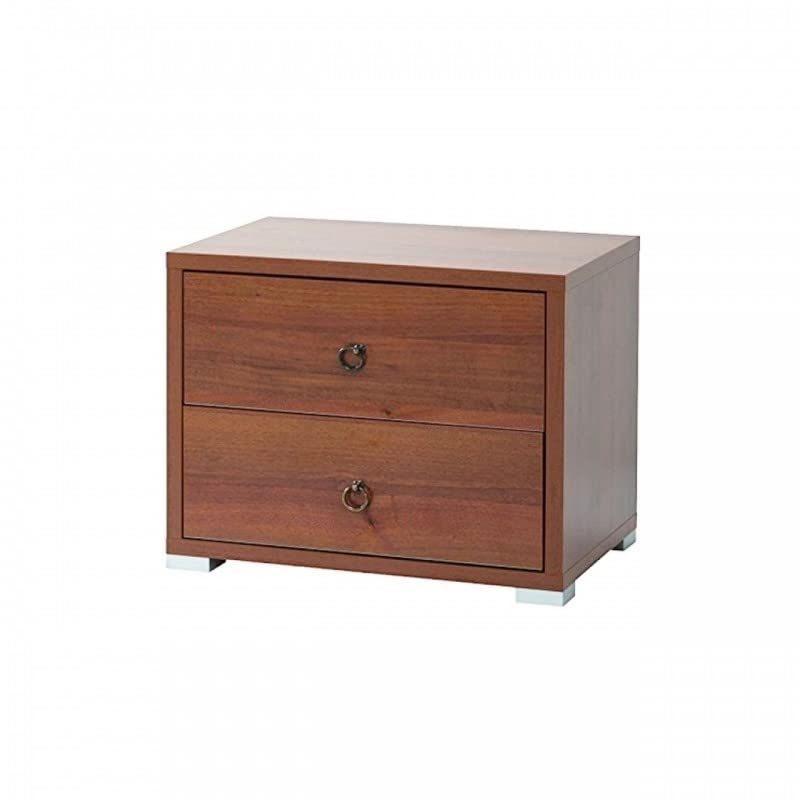 WEBMARKETPOINT Comodino Noce Antico 2 cassetti in legno nobilitato 36x52xH 43