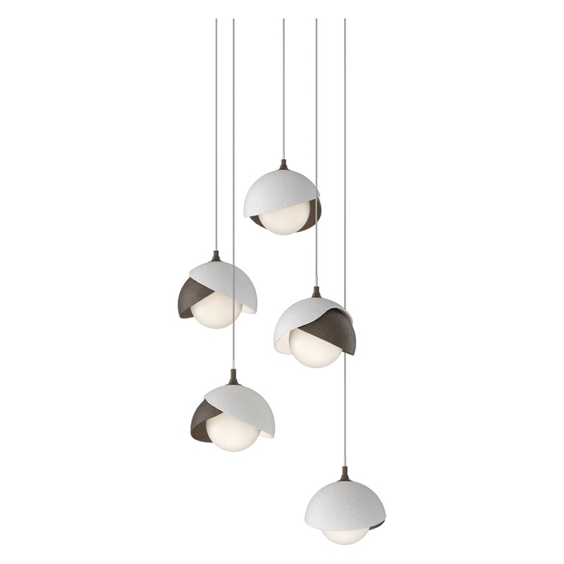 Brooklyn 5-Light Double Shade Pendant Bronze White