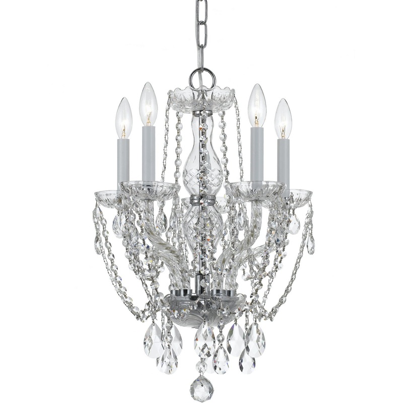 Crystorama 1129-CH-CL-SAQ Traditional Crystal Five Light Mini Chandelier Polished Chrome