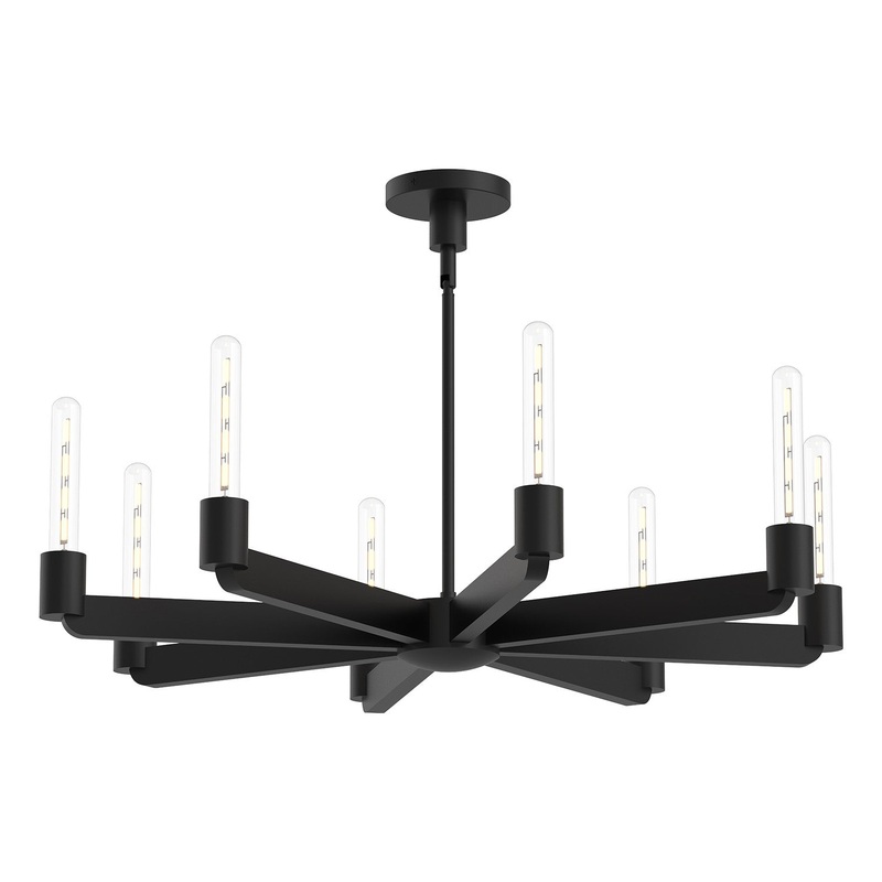 Eight Light Chandelier from the Claire Collection in Aged Gold|Matte Black Finish by Alora