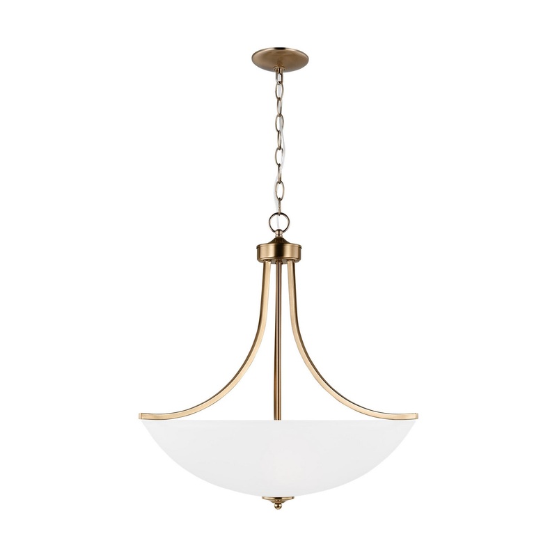 Four Light Pendant from the Geary Collection in Satin Brass Finish by Generation Lighting