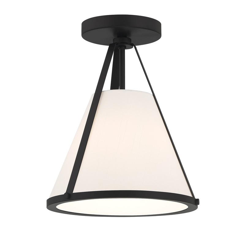 One Light Semi Flush Mount from the Fulton Collection in Black Finish by Crystorama