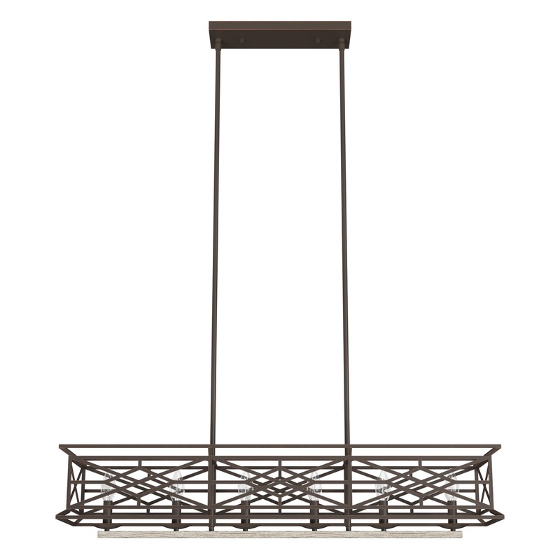 Six Light Linear Chandelier from the Langwood Collection in Onyx Bengal Finish by Hunter