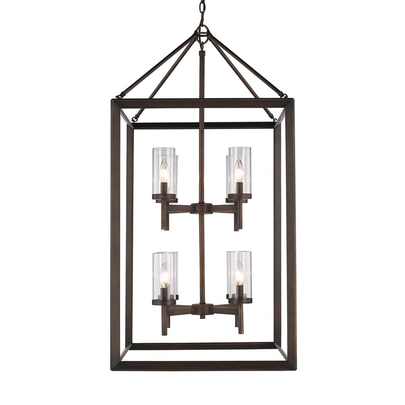 Smyth 8 Light Pendant in Gunmetal Bronze with Clear Glass