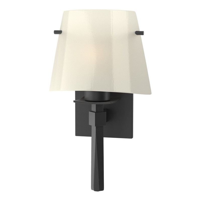Beacon Hall Half Cone Glass Sconce Black Ivory Art Glass (CC)