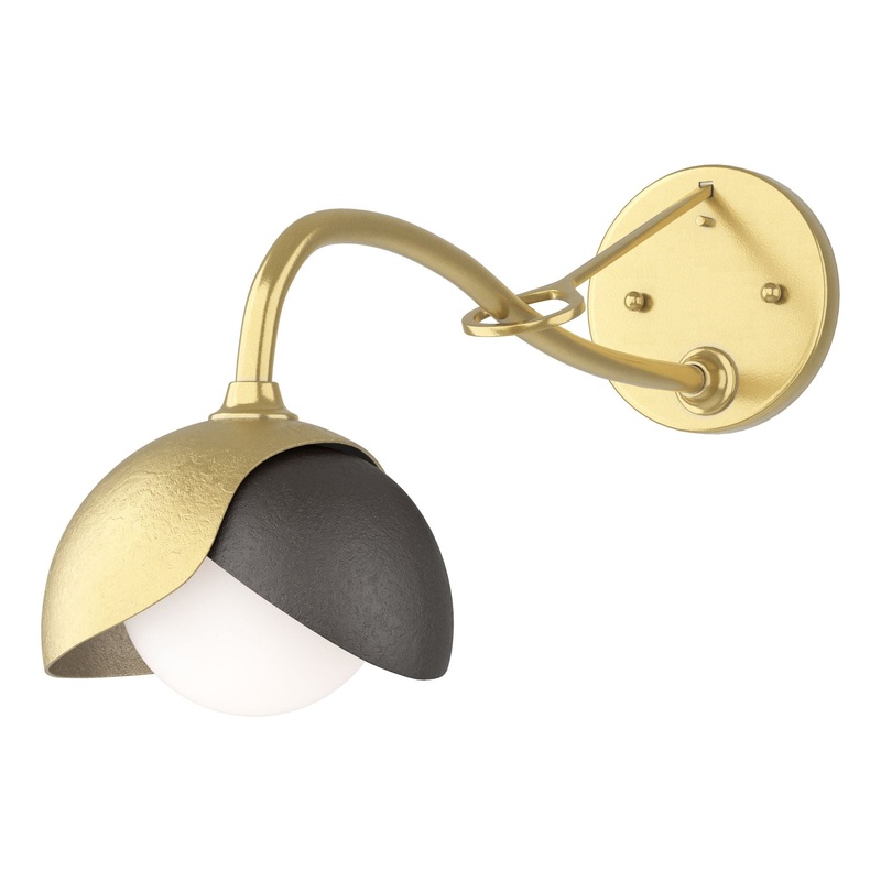 Brooklyn 1-Light Double Shade Long-Arm Sconce Modern Brass Oil Rubbed Bronze