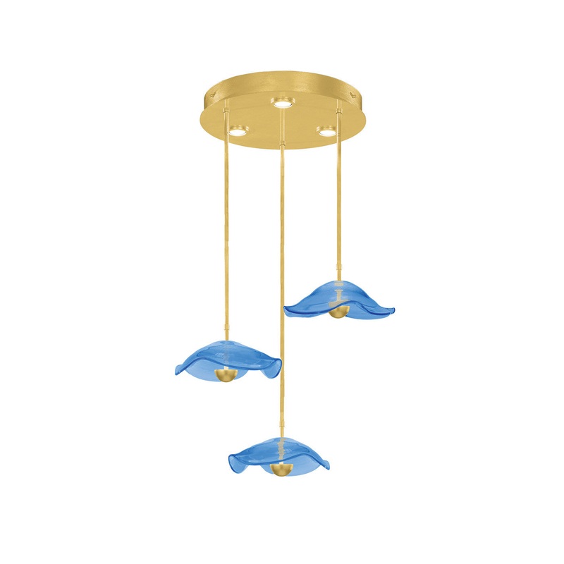 Embark 31.25″W Round Pendant Gold Leaf/Blue