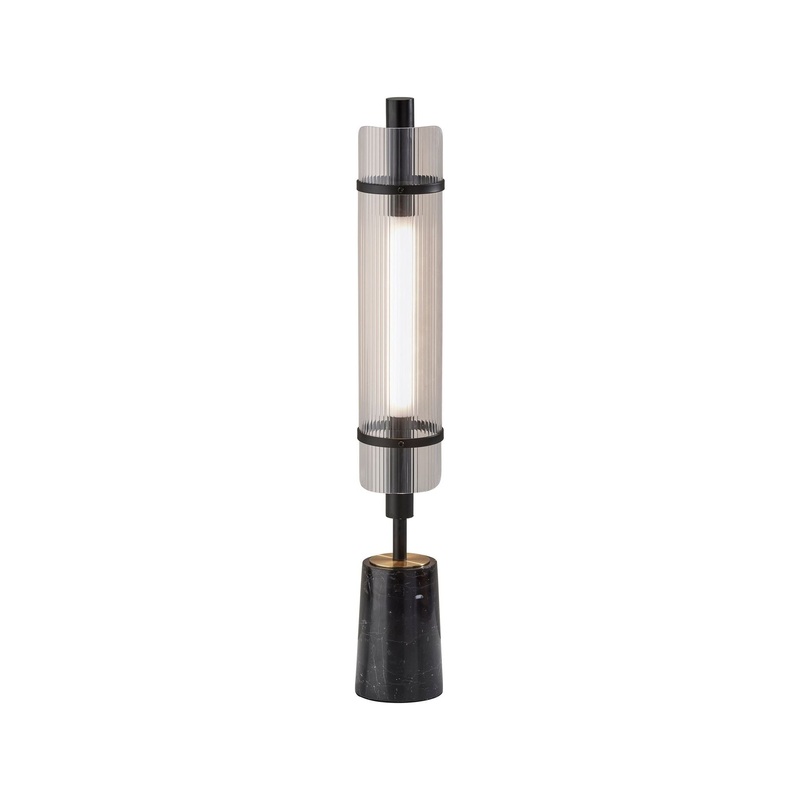 Flair LED Table Lamp Black with Antique Brass Accents
