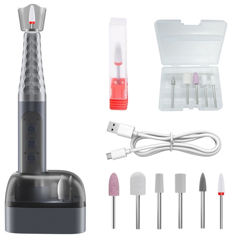 Grey Professional Electric Nail Drill Kit – 6-Speed 18000RPM Rechargeable Manicure & Pedicure File for Polishing, Grinding & Gel Removal