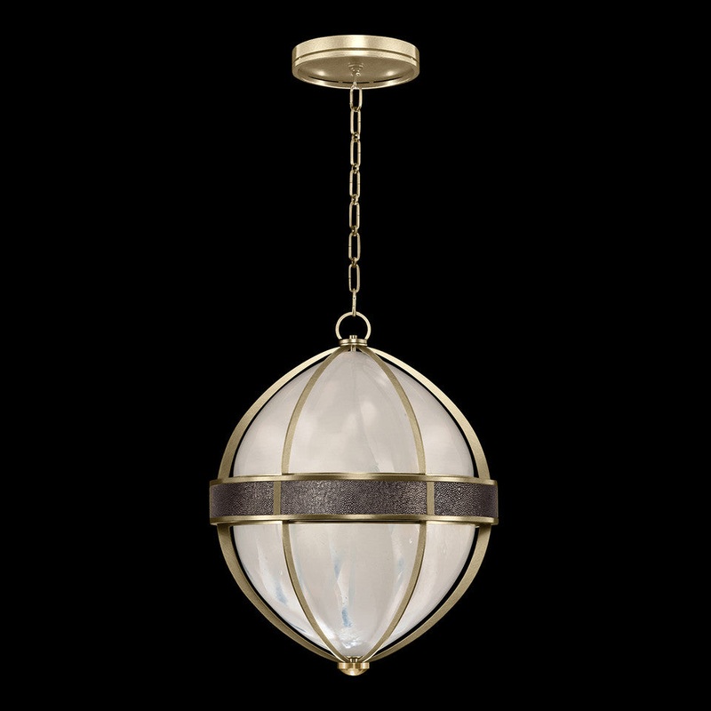 Mirage 18.75″W Round Pendant Soft Gold Leaf/Brass/Pebble