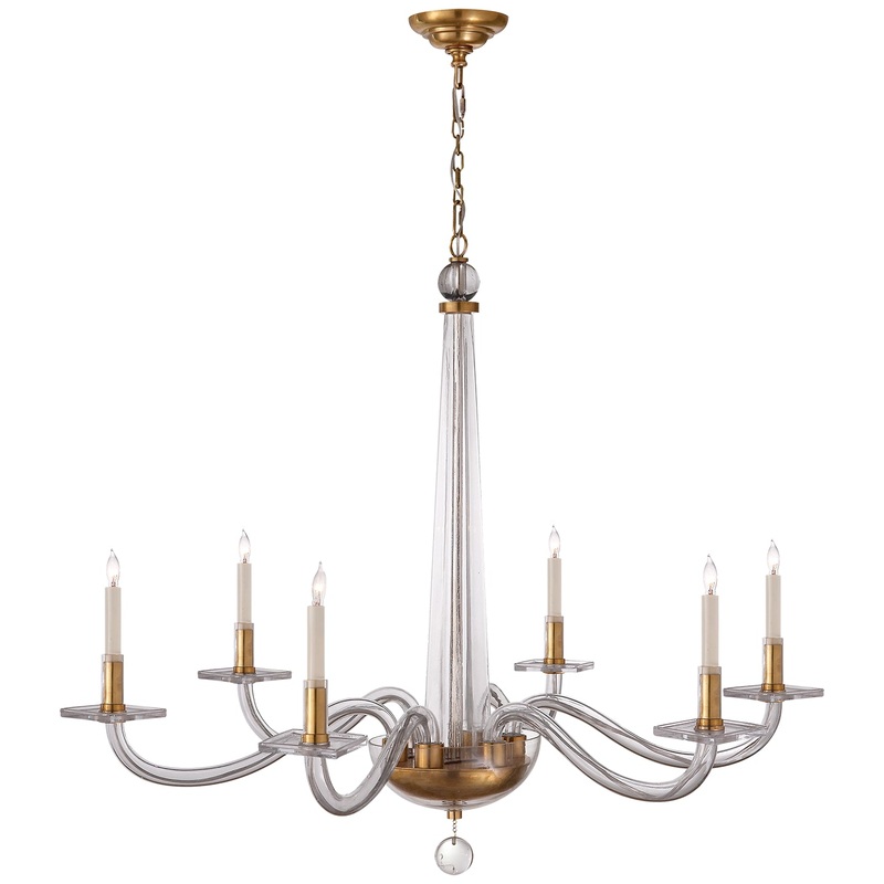 Six Light Chandelier from the Bernardo Collection in Antique Brass And Clear Glass Finish by Visual Comfort Signature