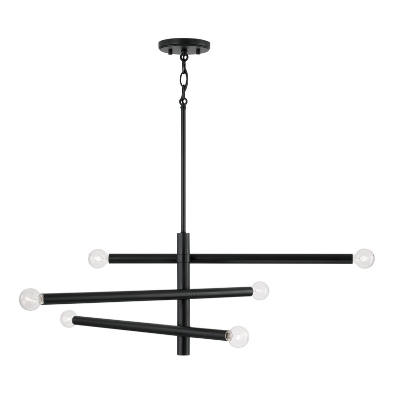 Six Light Chandelier from the Zane Collection in Matte Black Finish by Capital Lighting