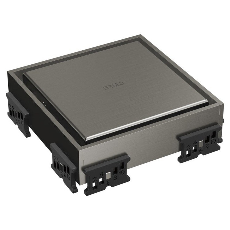 Square Drain Reversible Point 4 Inch Brilliance Luxe Steel Stainless Steel for Shower