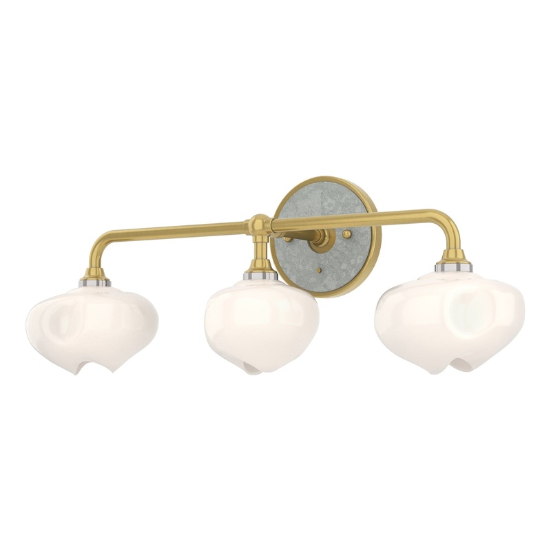 Ume 3-Light Curved Arm Bath Sconce Modern Brass Vintage Platinum