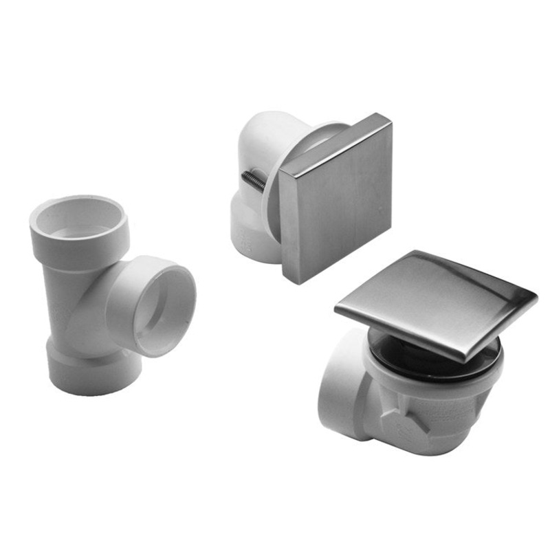 Drain Kit Satin Nickel Brass Includes Toe Control Strainer with Square No Hole Faceplate Half Kit