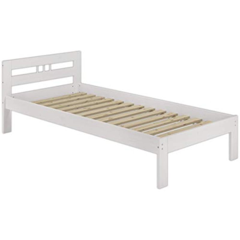 Erst-Holz Solido Elegante Letto Bianco in Pino massello 100×200 con doghe rigide 60.64-10W