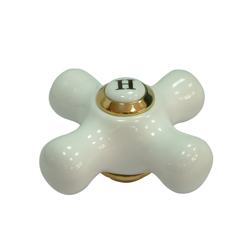 KSH3952PXH Hot Porcelain Cross Handle, Polished Brass