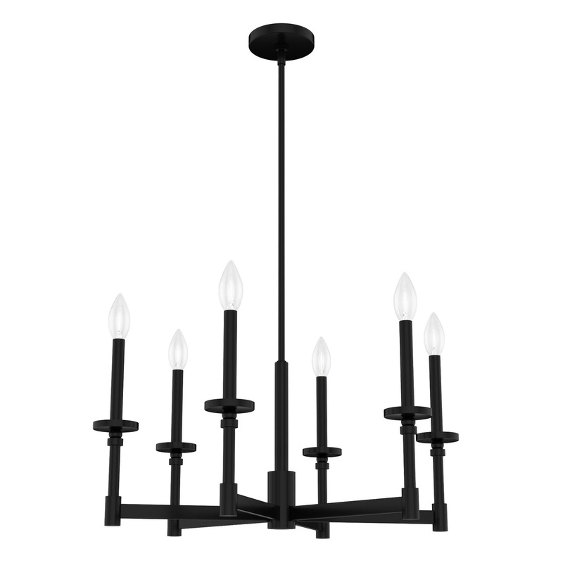 Six Light Chandelier from the Briargrove Collection in Matte Black Finish by Hunter