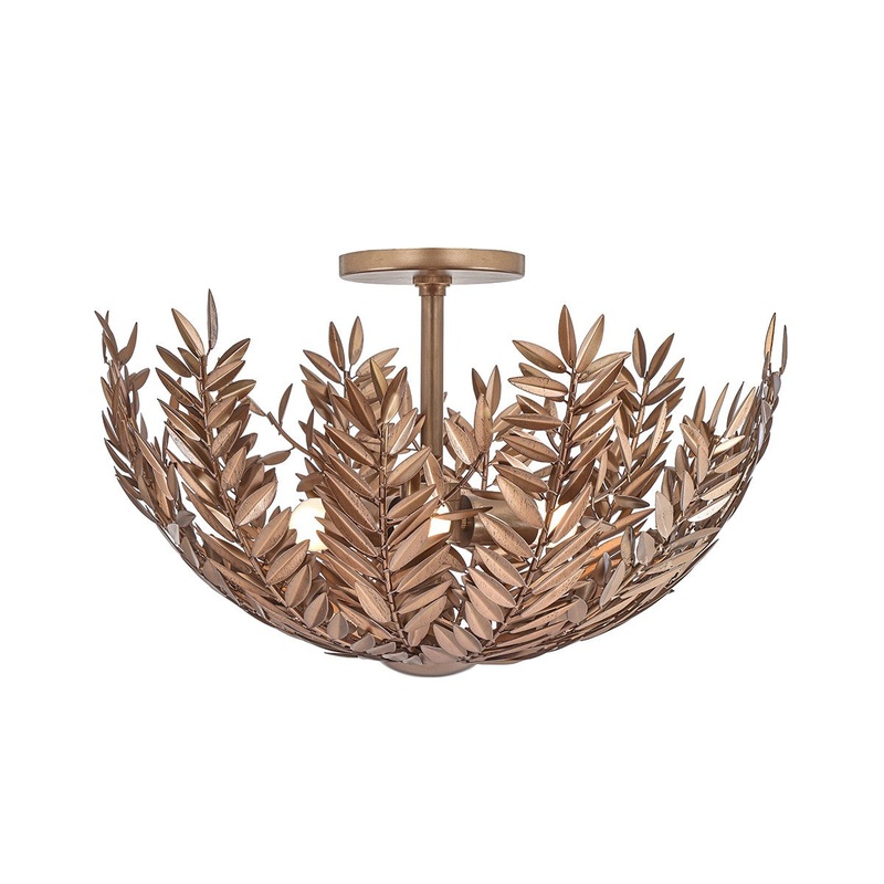 Three Light Semi-Flushmount from the Jalore Collection in Brown Macchiato Finish by Eurofase
