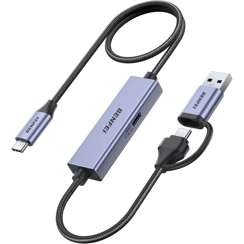 BENFEI 408GY USB-C to USB-C+A + PD (100W) Video/Audio Capture Card Supporting Full HD 1080P 60FPS for Streaming, Recording, Gaming