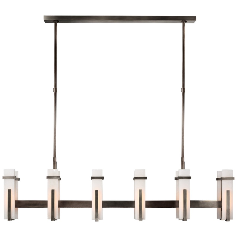 LED Linear Chandelier from the Malik Collection in Bronze Finish by Visual Comfort Signature