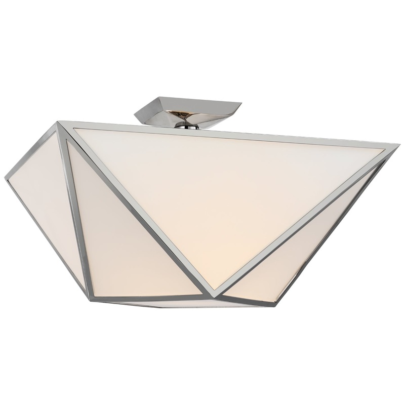 LED Semi-Flush Mount from the Lorino Collection in Polished Nickel Finish by Visual Comfort Signature