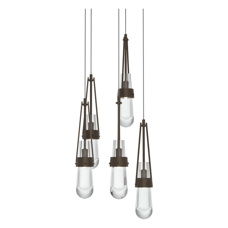 Link 5-Light Clear Glass Pendant Bronze