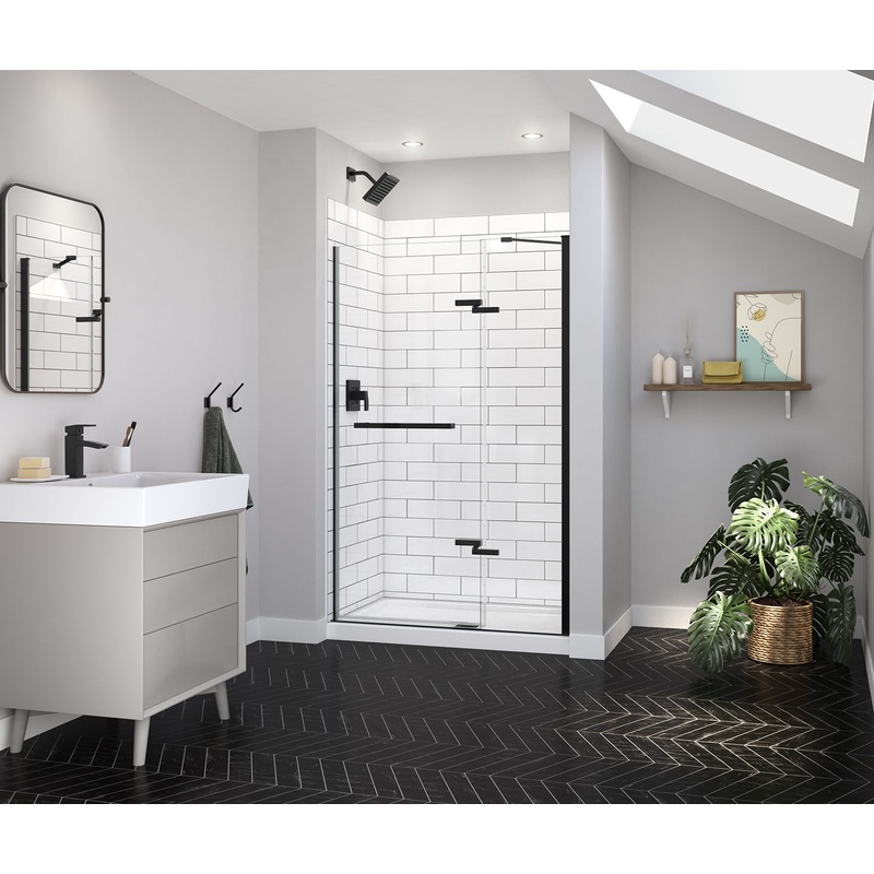 MAAX 139578-900-340-000 Reveal Sleek 71 44-47 x 71  in. 8mm Pivot Shower Door for Alcove Installation with Clear glass in Matte Black