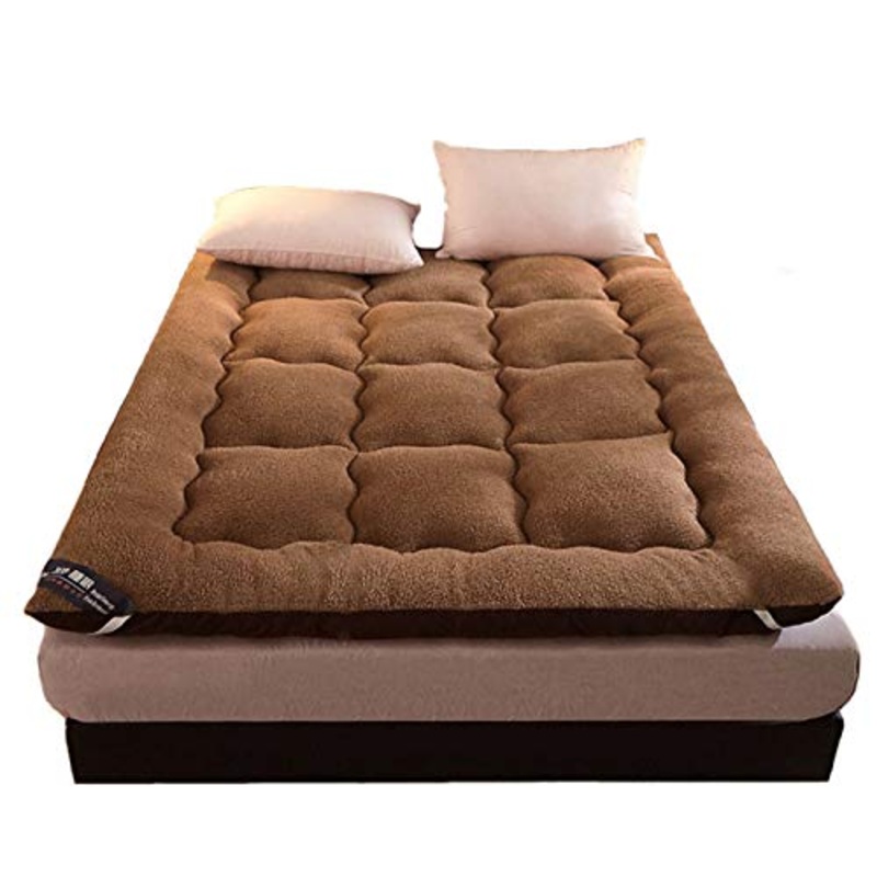 YAHAO Giapponese Pieghevole Materasso Letto Futon,Materasso Tatami,Cashmere di Giapponese Materasso A Pavimento Pieghevole Inverno Morbido Addensare Materasso Futon,Brown-150 * 200cm
