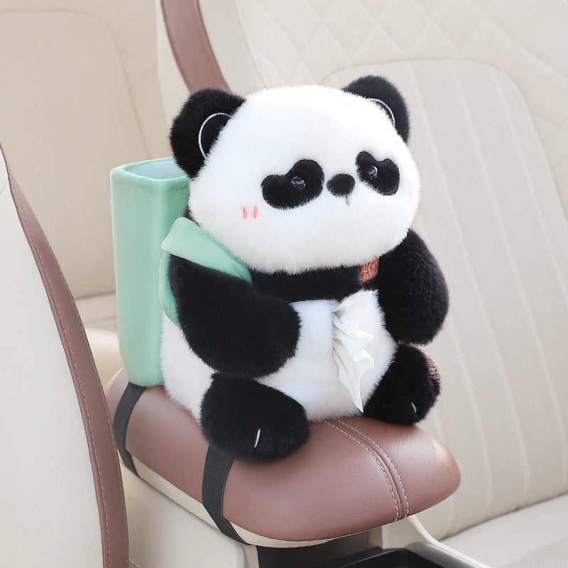 Adorable Panda Tissue Holder for Car – Plush Toy with Storage