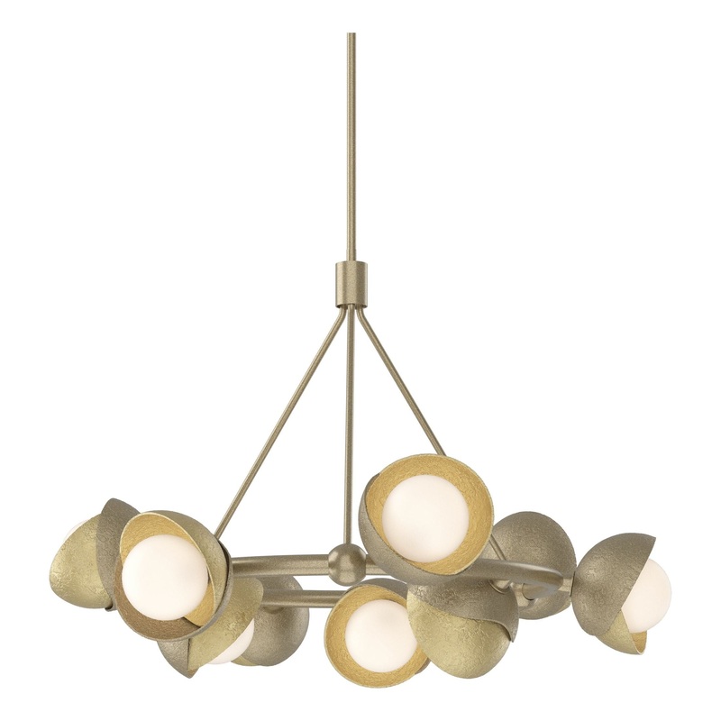 Brooklyn 9-Light Double Shade Ring Pendant Soft Gold Modern Brass