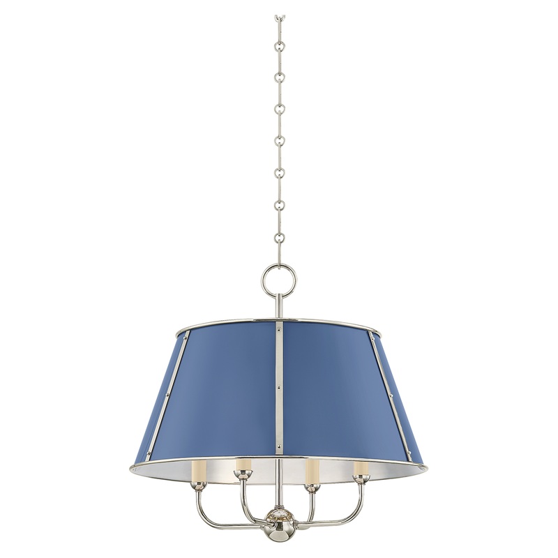 Cambridge 4-Light Chandelier Polished Nickel/Soft French Blue