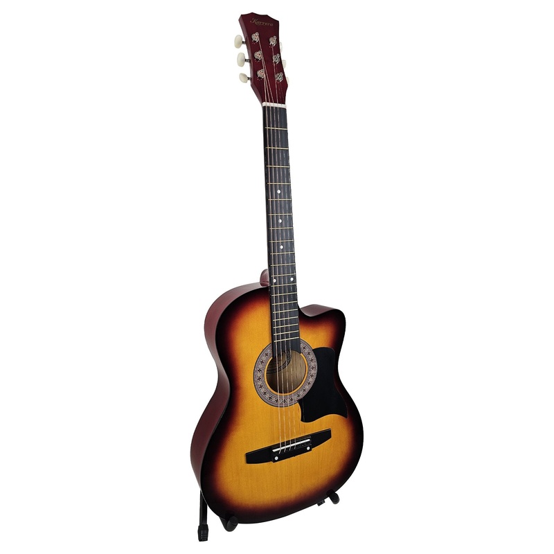 Karrera 38in Pro Cutaway Acoustic Guitar with Bag Strings – Sun Burst