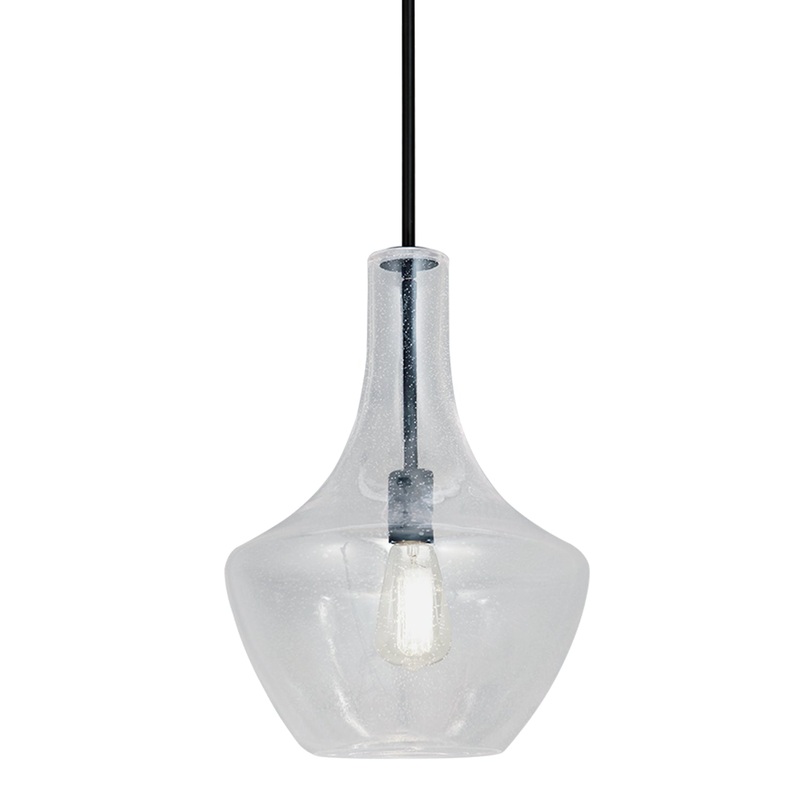 One Light Pendant from the Harlow Collection in Matte Black Finish by Justice Designs