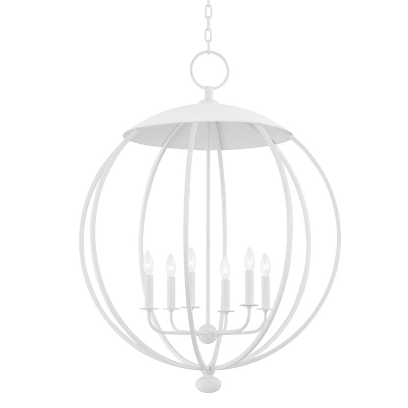 Six Light Pendant from the Wesley Collection in White Plaster Finish by Hudson Valley