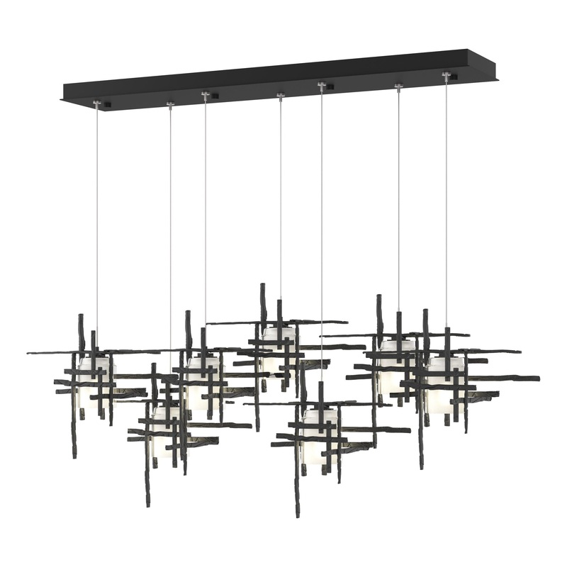 Tura 7-Light Frosted Glass Pendant Black