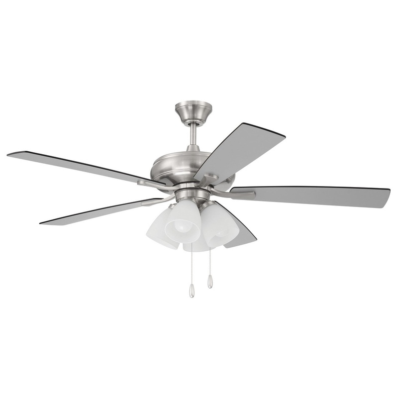 Craftmade ECF114BNK5-BNGW Eos Frost 4 Light 52″Ceiling Fan Brushed Polished Nickel