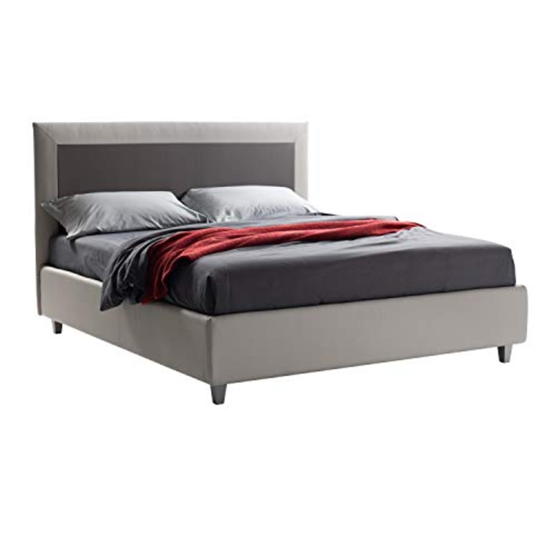LettoFacile montalo in 30 Minuti – Letto Matrimoniale Leda Frame in Ecopelle Grigio – Struttura senza rete – Made in Italy (160 x 190 cm)