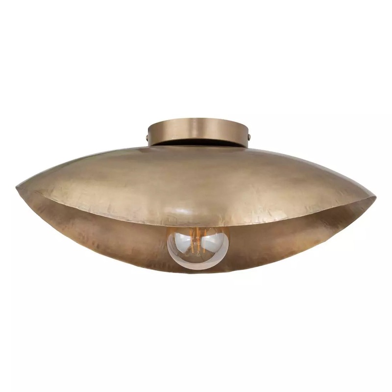 Maverick 1-Light Flush Mount Antique Brass