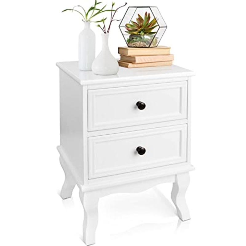 MIADOMODO Comodino con 2 Cassetti – 49×34,5x30cm, Bianco, in Legno e MDF, Set da 1 o 2 – Comodino da Letto, Comodino Camera da Letto, Comodini da Notte, Camera da Letto Salotto (Set da 1)