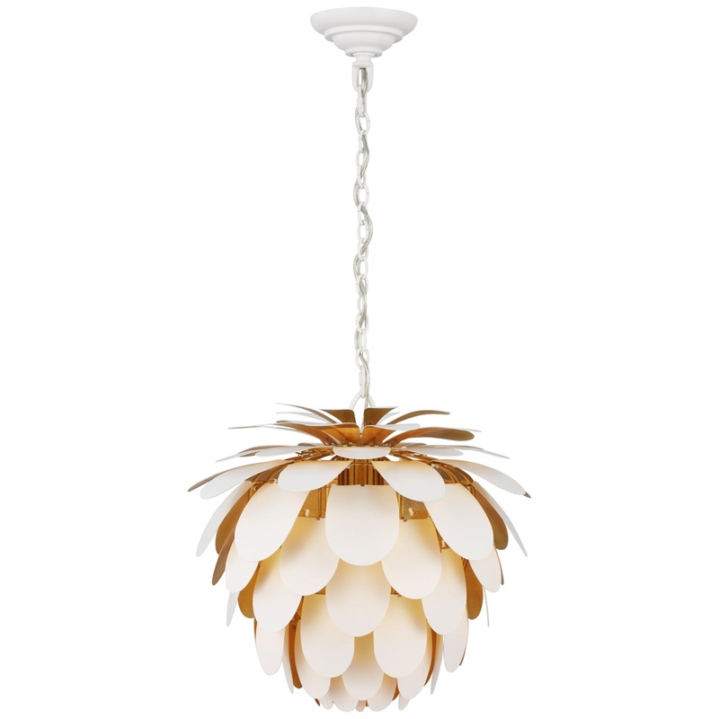 One Light Chandelier from the Cynara Collection in White And Gild Finish by Visual Comfort Signature