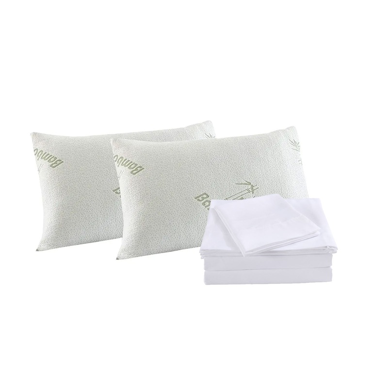 Royal Comfort Bamboo Blend Sheet Set 1000TC and Bamboo Pillows 2 Pack Ultra Soft – King – White