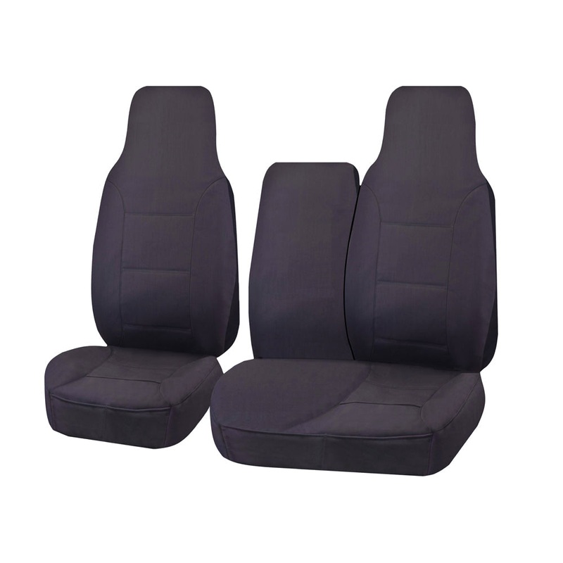 Seat Covers for TOYOTA HI ACE TRH-KDH SERIES 03/2005 – 2015 LWB UTILITY VAN FRONT HIGH BUCKET + _ BENCH WITH FOLD DOWN ARMREST/TRAY CHARCOAL CHALLENGER