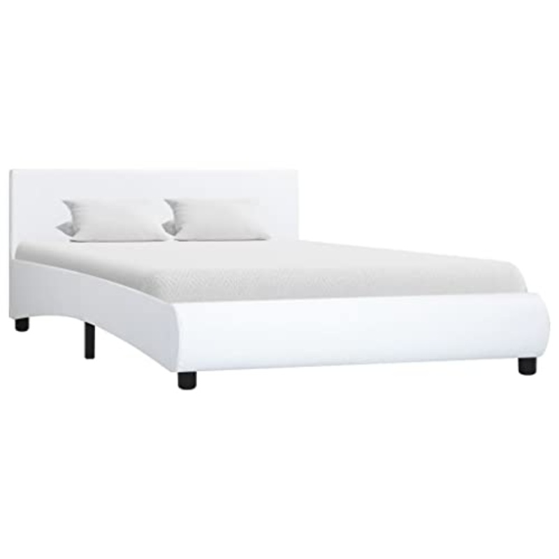 vidaXL Giroletto Elegante Robusto Contemporaneo Arredi Telaio Imbottito a Doghe Struttura Letto Moderno Bianco in Similpelle 120×200 cm
