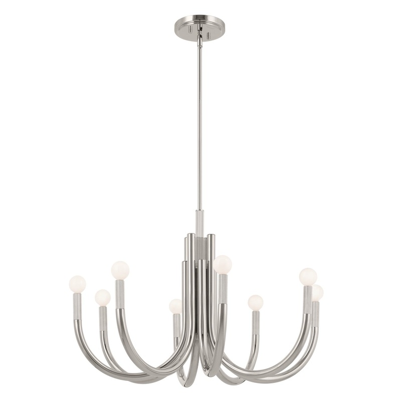Kichler 52550PN Eight Light Chandelier, Polished Nickel