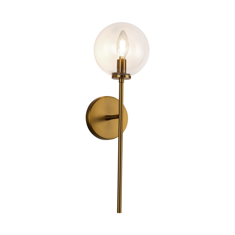 One Light Wall Vanity from the Cassia Collection in Aged Brass/Clear Glass Finish by Alora