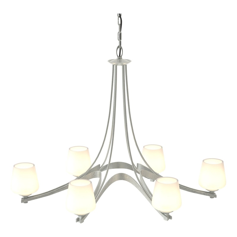 Oval Ribbon 6-Arm Chandelier Vintage Platinum