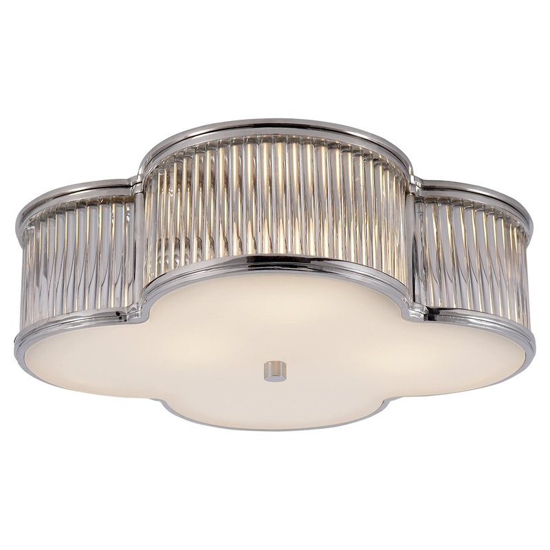 Three Light Flush Mount from the Basil Collection in Polished Nickel With Clear Glass Finish by Visual Comfort Signature
