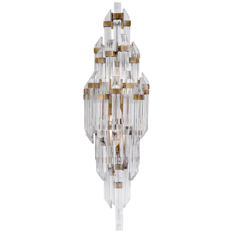 Two Light Wall Sconce from the Adele Collection in Hand-Rubbed Antique Brass With Clear Acrylic Finish by Visual Comfort Signature