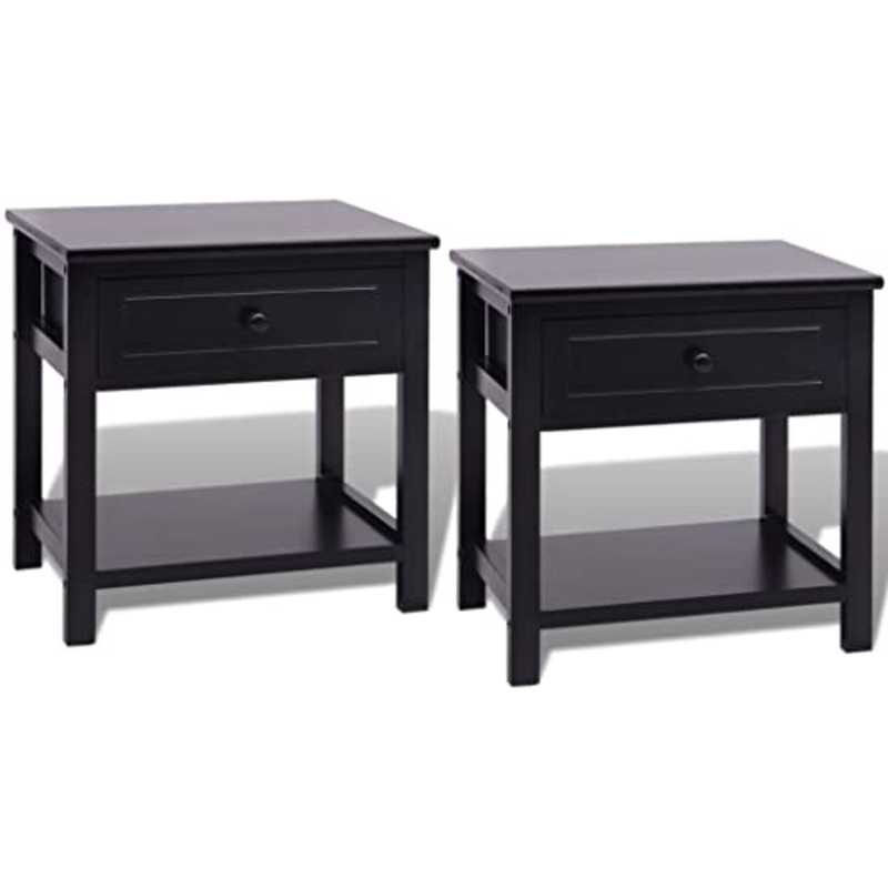 vidaXL Set 2 pz Comodini Neri Camera da Letto Eleganti in Legno Paulownia e MDF